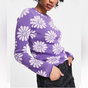 NWT- SMILES & FLOWERS KNIT SWEATER SZ:16 in PURPLE & LILAC